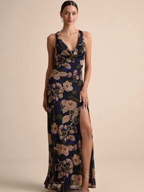 lulus heavenly hues navy blue maxi dress Dark Blue Floral Dress - Sleeveless Dress - Floral V-Neck Dress